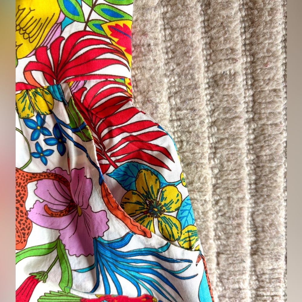 Boden Girls White Jumpsuit with Multicolor Tropical Print - Picture 5 of 9